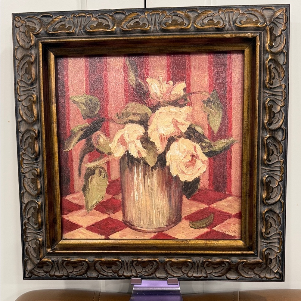 DEBRA LAKE SET-2 THE LAST PEONIES CANVAS ART FRAMED FRENCH VASE VIBRANT FLORALS